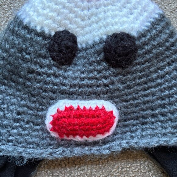 Chaos Sock Monkey Beanie Knit Crochet Knit Pom Pom Big Kids One Size - Picture 2 of 10
